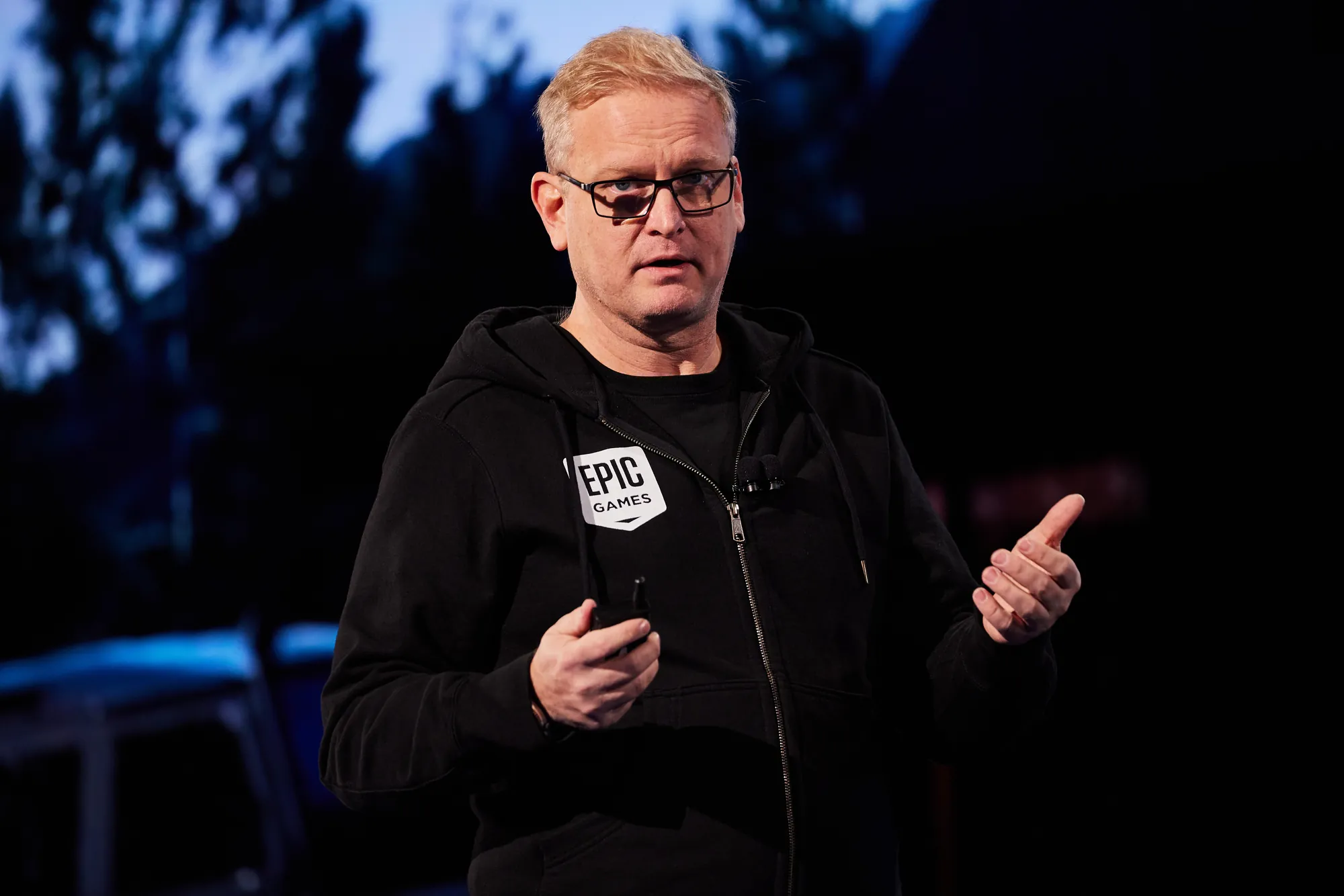 A guest speaker from Epic Games on stage
