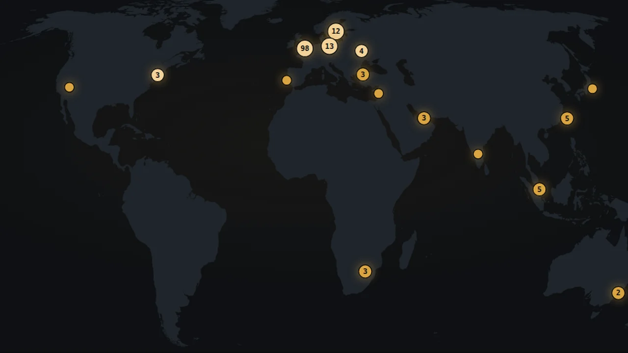Speaking around the world, Every stage, on a map